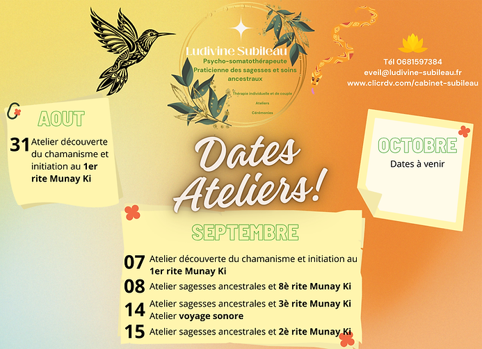 Agenda 2024 — dates des ateliers