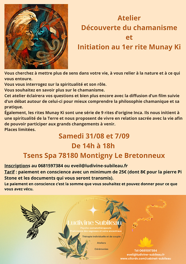 Découverte du chamanisme et Initiation au 1er rite Munay Ki